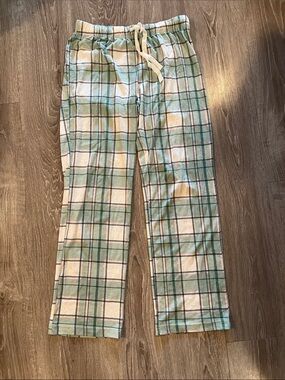 Lightweight 100% cotton Mint, Cream pink plaid Cozy Lounge Pants. Medium
